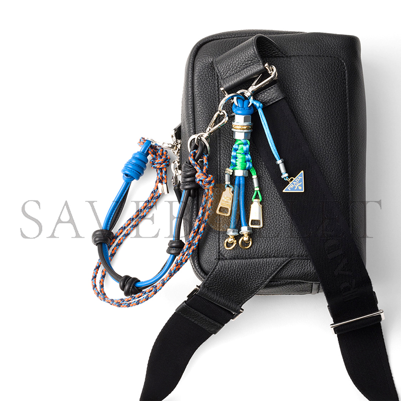 PRADA LEATHER SHOULDER BAG WITH CHARM 2VH181 (24*16.5*7cm)